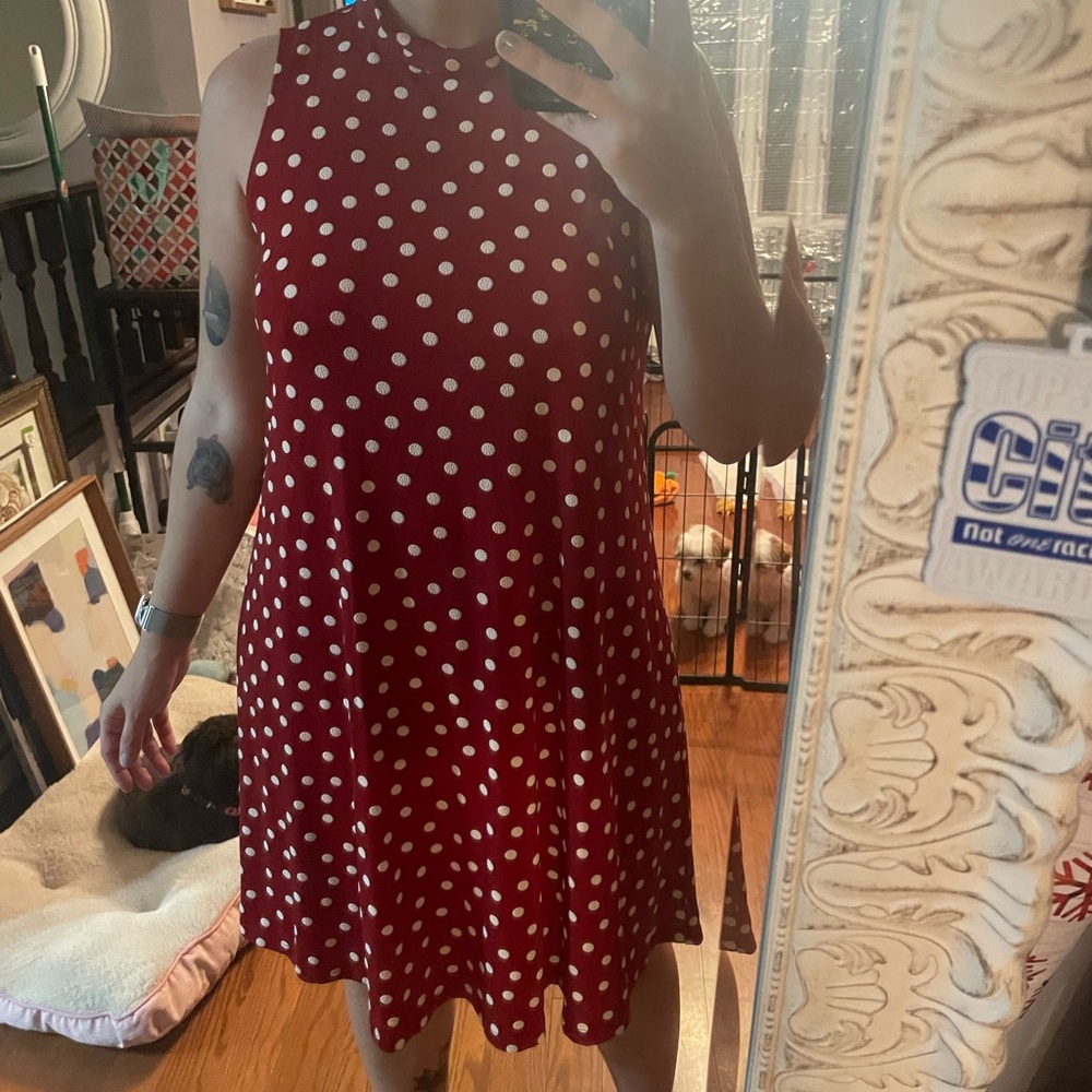 Red Polka Dot Sleeveless Dress